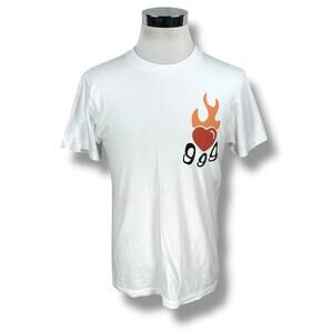 Juice Wrld 999 Burning Hearts Club T-Shirt Men’s Medium White Short Sleeve Rap